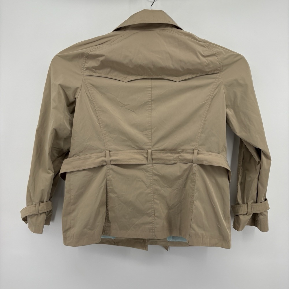 TALBOTS double breasted trench coat tan cotton jacket‎ belted lightweight Large - Picture 12 of 13